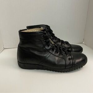 Harry’s Of London Boots Sneakers High Top Leather Fur Lined Lace Up Ankle Black